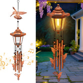yulloyello large solar hummingbird wind chimes with wind catcher illuminate outdoor spaces softly