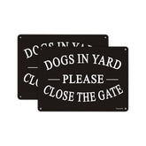 Yuntarda Dogs in Yard sign front view for two-pack visibility to remind gate closure