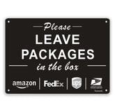 Yuntarda sign front view, clearly communicates where to place packages for porch deliveries.