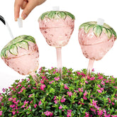 Yurucenus strawberry watering globes in a 3-pack, decorative and practical for indoor plants