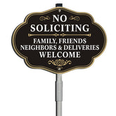 Yuzkouge no-soliciting sign with stake at the front door communicates privacy clearly.
