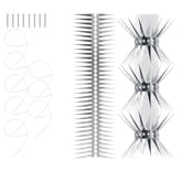 YXYBST bird spikes on stainless steel base deter pigeons from perching near pipes.
