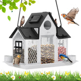 YYWMWM solar bird feeder house white, a stylish garden focal point that attracts visiting songbirds