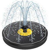Yzert solar panel powers a bird bath fountain for efficient outdoor water display.