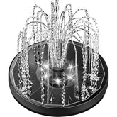 Yzert fountain with glass panel delivers efficient solar pumping and a clear spray