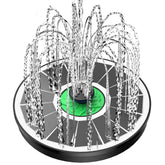 Yzert solar fountain with glass panel for efficient sun-powered operation outdoors.