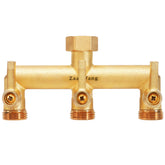 ZaakWang heavy-duty brass 3-way hose splitter front view for durable outdoor use.