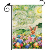 ZAEW Eggs Flowers Bunny flag oil painting with vibrant colors for outdoor decor.