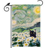 ZAEW starry night sky flag with moon and flowers, durable outdoor decor.