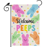 ZAEW Welcome Easter flag with colorful dots and bunny motif, garden display ready.