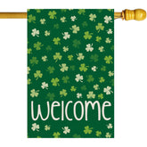 ZAEW Welcome flag with shamrock pattern boosts curb appeal outdoors.
