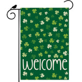 ZAEW Welcome flag with green shamrocks for vibrant outdoor garden decor