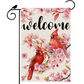 ZAEW Welcome watercolor cardinals flag enhances spring garden ambiance.