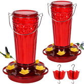 Zamelane glass hummingbird feeder with wide-mouth design for easy refilling and cleaning.