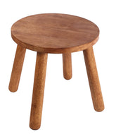 zaowofires round solid wooden stool top view highlights sturdy build for steps or plant stands