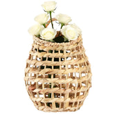 ZAVOOS front door basket on wall-mounted water hyacinth weave for natural storage.