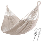 ZEANTZ handwoven hammock outdoor setup shows spacious two-person relaxation