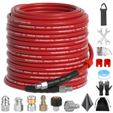 Zebra Clean sewer jetter hose 100 ft extends cleaning reach for clogged drains.