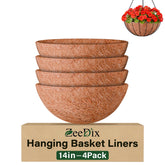 ZeeDix 14-inch coconut liner in a round basket top view for airflow and plant health