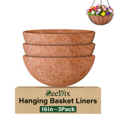 ZeeDix 16-inch round coco liner 3-pack for hanging baskets promotes root airflow.
