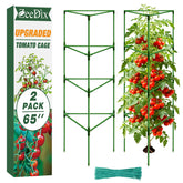 ZeeDix 65-inch tomato cage set provides sturdy support for tall plants and easy garden organization.