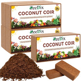 ZeeDix coconut coir bricks 5-pack ready for soil preparation and seed starting.
