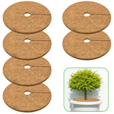 ZeeDix coconut fiber mulch ring 6-pack surrounds pot roots for weed suppression.