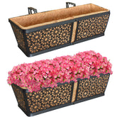 ZeeDix railing planter 24-inch two-pack on a sunlit deck for vibrant blooms.