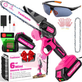 Zeeksaw pink mini chainsaw 6inch for precise pruning and quick yard work.
