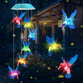 Zeiliuled Solar Hummingbird Wind Chimes color cycle glow in garden