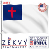 ZEKVY Christian flag close-up of header detail showing durability and bright color