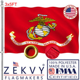 ZEKVY USMC flag 3x5 outdoor, double-sided readability for outdoor viewing.