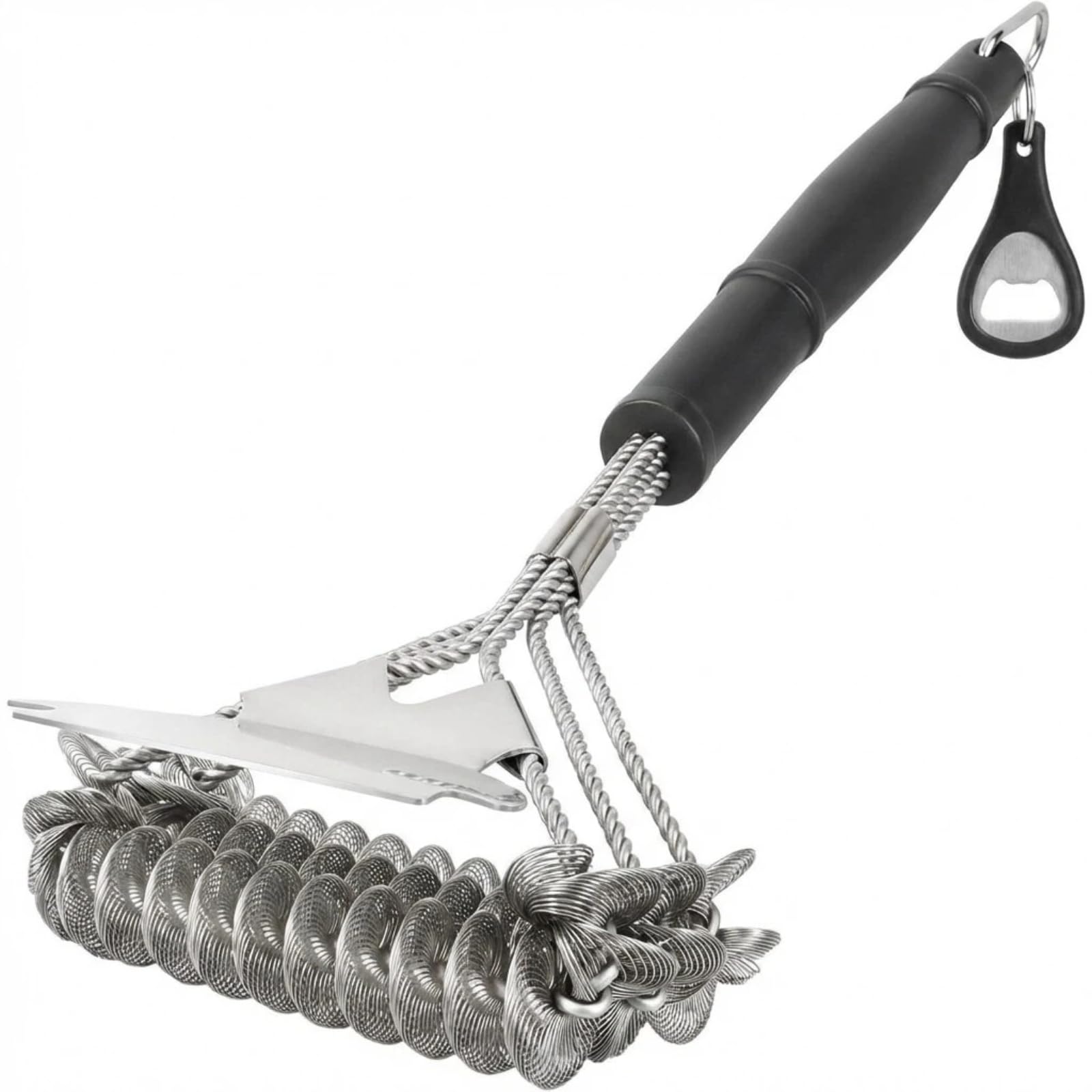 ZenithShine bristle-free grill brush with scraper for safe, thorough grill maintenance.