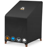 Zettum stackable chair cover on outdoor chairs protects four to six seats from weather.