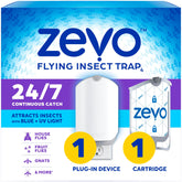 ZEVO flying insect trap device with blue UV light attracting pests in a room
