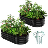 ZFHgarden galvanized planter closeup in black shows durable rust-resistant finish.