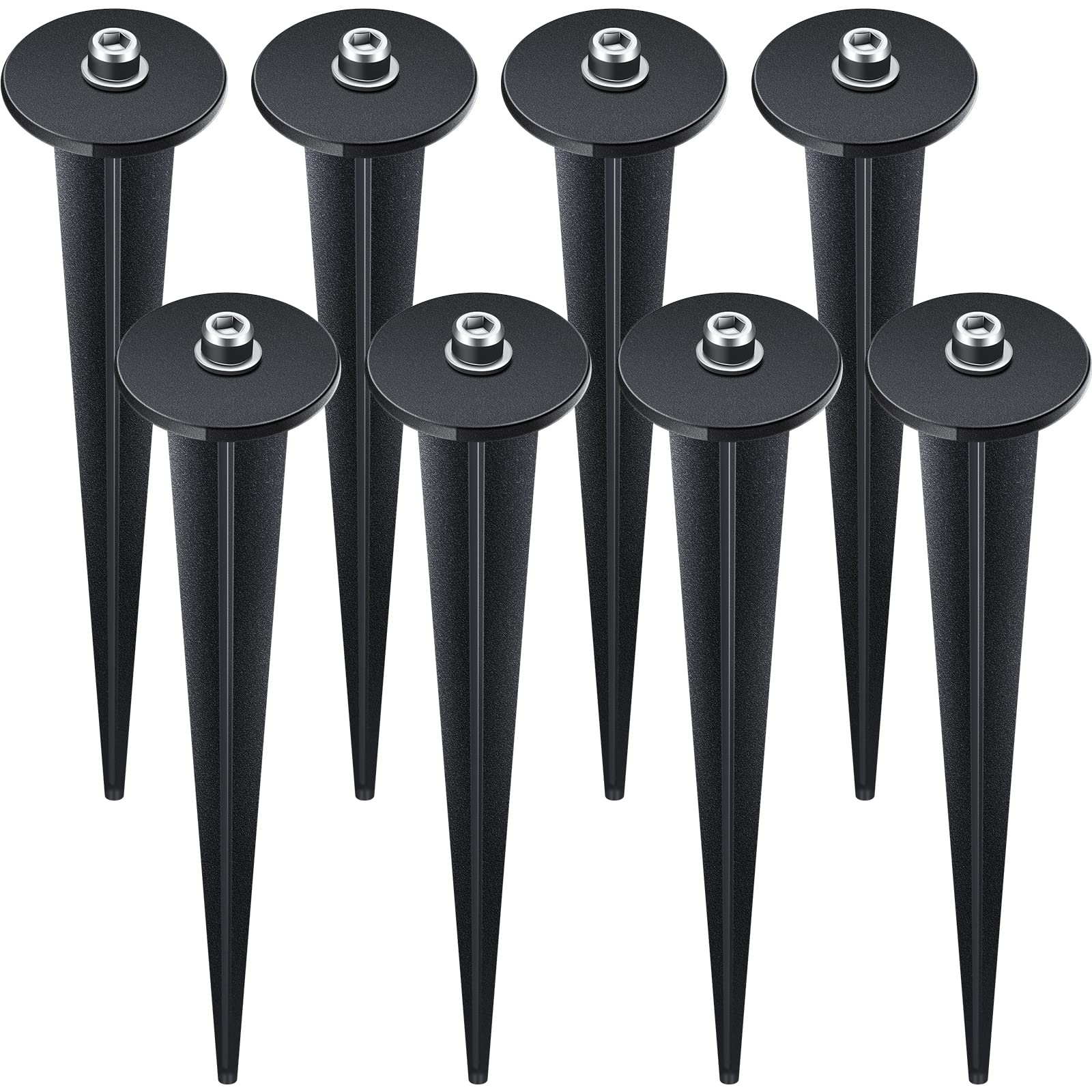 Zhengmy 8-pack threaded spike ground stake ready for outdoor solar lights.