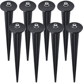 Zhengmy 8-pack threaded spike ground stake ready for outdoor solar lights.