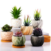 Ziliny marbling ceramic flower pot with drainage hole for compact indoor plants