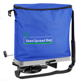 Zipcase 25lb seed spreader with waterproof bag for even lawn coverage.