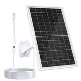 Zivif 13W solar panel powers outdoor cameras via USB-C input for continuous daylight charging.