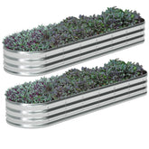 Zizin oval galvanized raised bed top view showing ample planting space for vegetables.