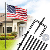 ZMTECH 10 ft flag pole in-ground with solar light for outdoor display.
