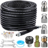 ZOFINE sewer jetter kit with 100ft hose for deep drain cleaning.