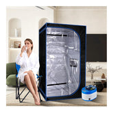 ZONEMEL full-size steam sauna, front view, ideal for private home spa sessions.