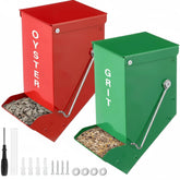 Zonon automatic chicken feeder with green lid, easy refilling for hens.