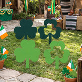 Zonon shamrock yard signs add festive curb appeal for St. Patrick's Day.