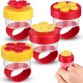 Zopeal wrist feeder in bright colors attracting hummingbirds for easy viewing