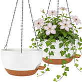 Zople 12-inch self-watering hanging planter with water reservoir for extended hydration.