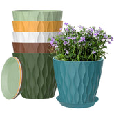 Zople 6-pack 7-inch plant pots with drainage and saucers keep watering tidy.